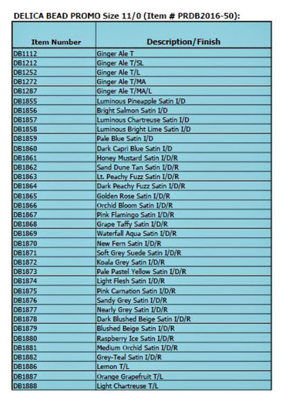 Size 11 2016 50 Gram Delica Bead Promotion Page 1