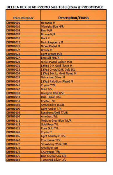 Size 10 50 Gram Delica Hex Bead Promotion Page 1